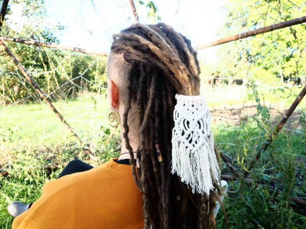 Makramee für`s Haar haarklammer, dreads, dreadfarm, dreadkult, kupfer, kupferschmuck, hippie, hippieschmuck, gypsy, gypsyschmuck, goa, goaschmuck, elfen, elfenschmuck